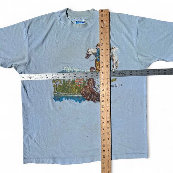 Vintage Cowboy Horse Amarillo Texas Grunge Obscure Country T Shirt Blue Hanes XL - Picture 12 of 12